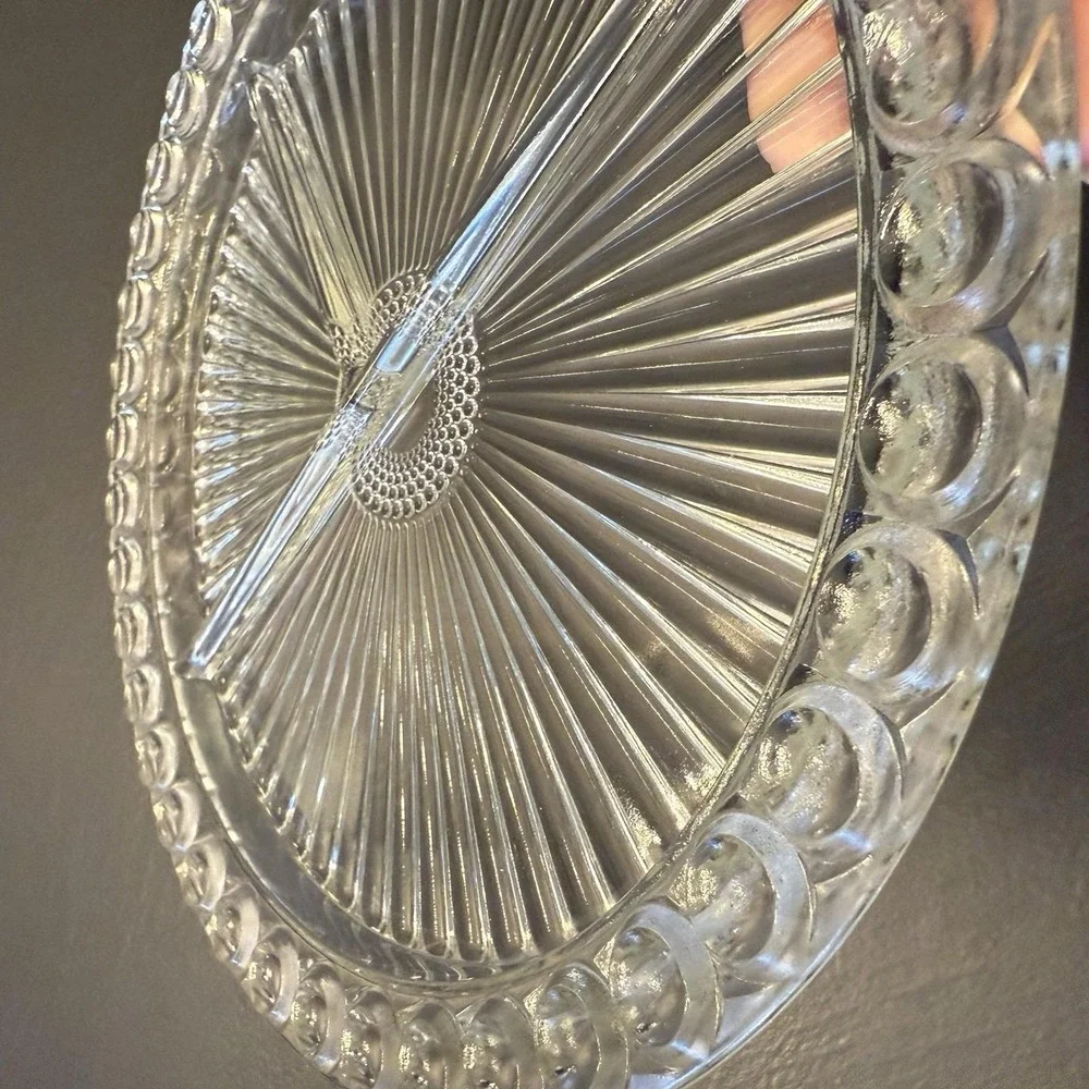 Vintage INDIANA GLASS Clear 3-part Divided Dish Heavy 11